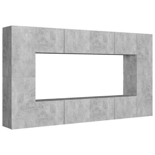 8 Piece TV Cabinet Set Concrete Grey Engineered Wood 8 Piece TV Cabinet Set Concrete Grey Engineered Wood