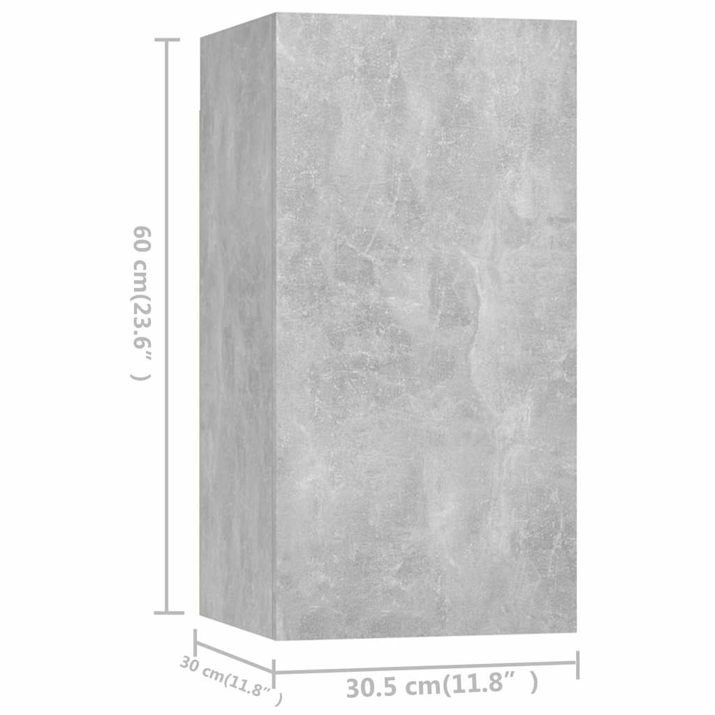 3079089 vidaXL 8 Piece TV Cabinet Set Concrete Grey Engineered Wood (801476x4+803335x2)