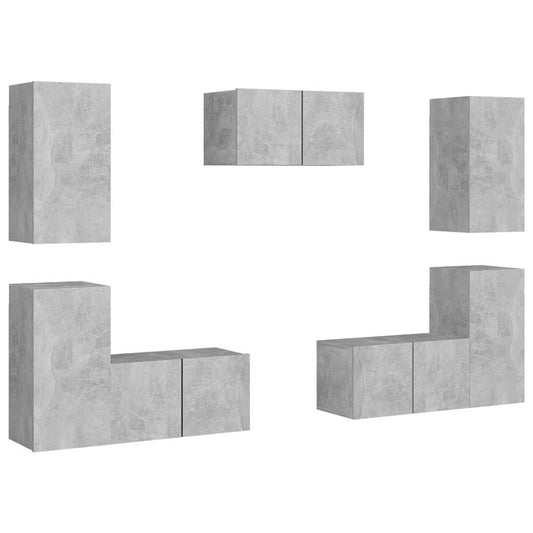 7 Piece TV Cabinet Set Concrete Grey Engineered Wood 7 Piece TV Cabinet Set Concrete Grey Engineered Wood