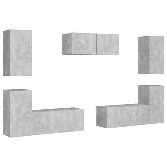 7 Piece TV Cabinet Set Concrete Grey Engineered Wood 7 Piece TV Cabinet Set Concrete Grey Engineered Wood