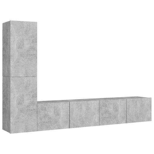 4 Piece TV Cabinet Set Concrete Grey Engineered Wood 4 Piece TV Cabinet Set Concrete Grey Engineered Wood