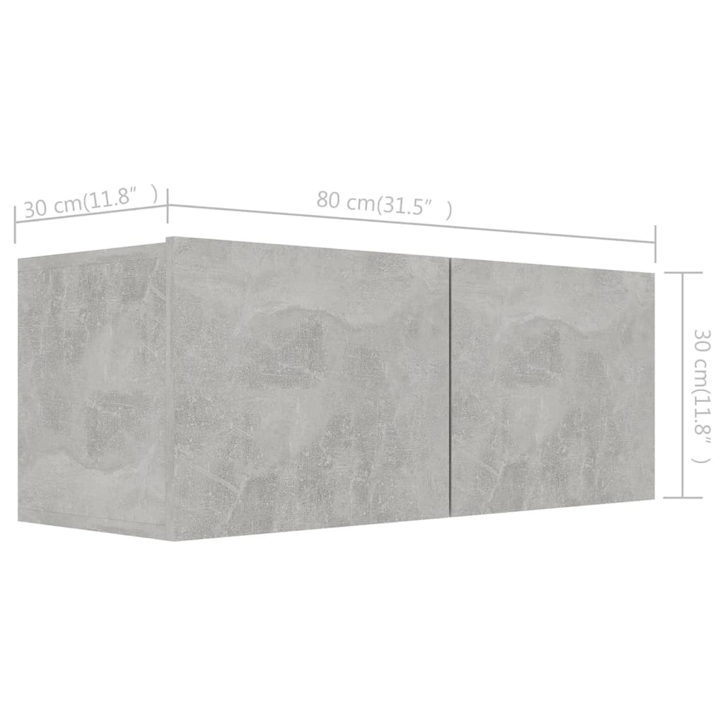 3079094 vidaXL 4 Piece TV Cabinet Set Concrete Grey Engineered Wood (801476x2+803335)