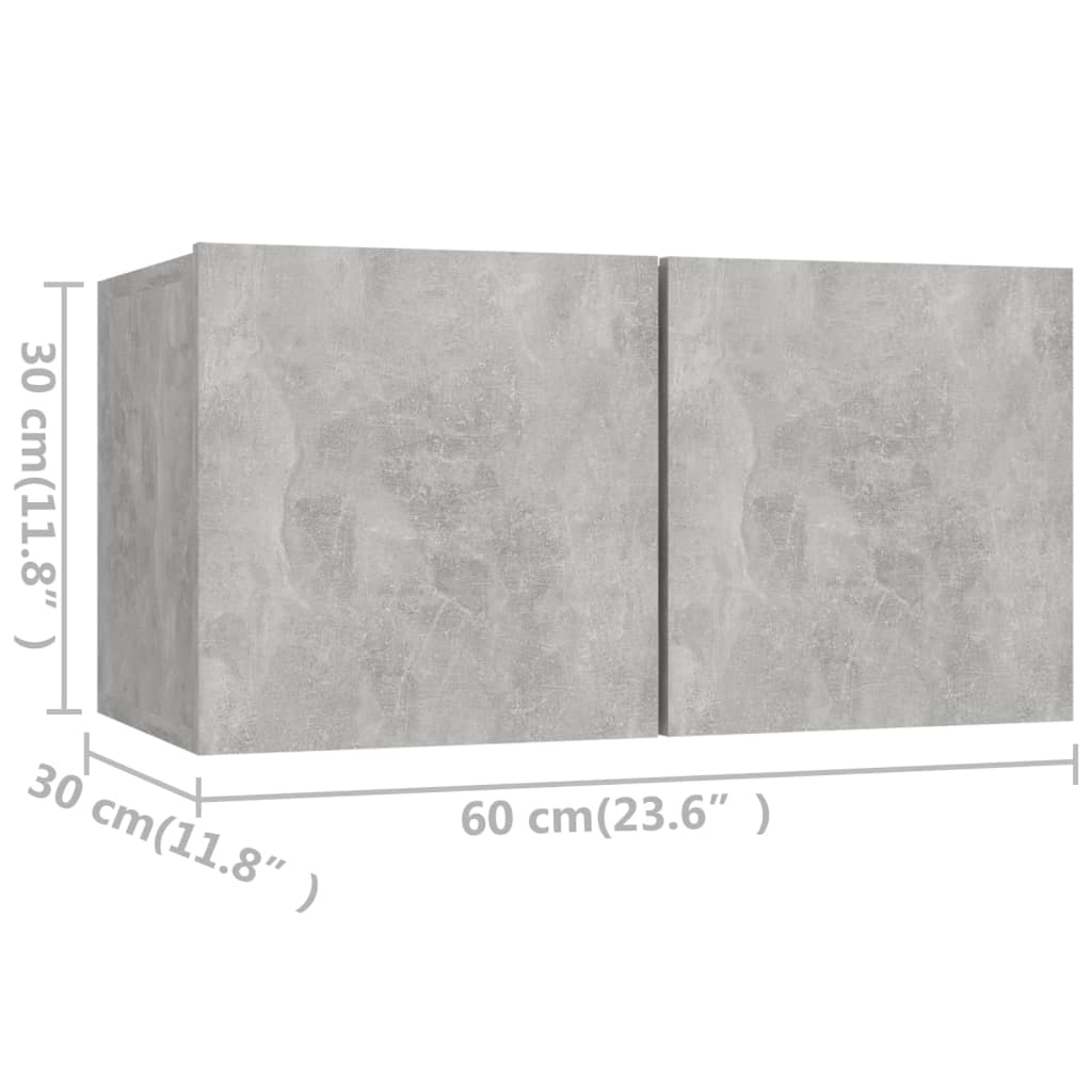 3079097 vidaXL 4 Piece TV Cabinet Set Concrete Grey Engineered Wood (804522+803334)