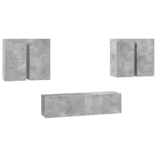 6 Piece TV Cabinet Set Concrete Grey Engineered Wood 6 Piece TV Cabinet Set Concrete Grey Engineered Wood