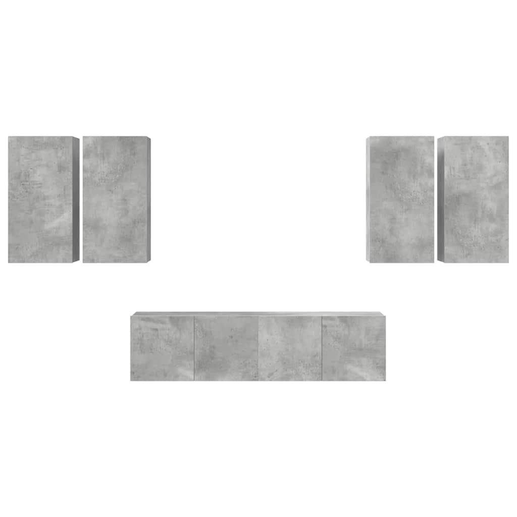 3079099 vidaXL 6 Piece TV Cabinet Set Concrete Grey Engineered Wood (804521+2x803335)