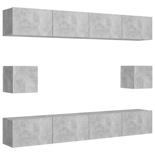 6 Piece TV Cabinet Set Concrete Grey Engineered Wood 6 Piece TV Cabinet Set Concrete Grey Engineered Wood