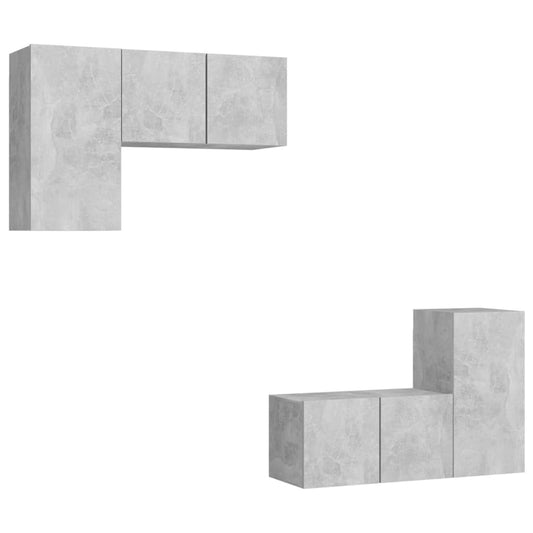 4 Piece TV Cabinet Set Concrete Grey Engineered Wood 4 Piece TV Cabinet Set Concrete Grey Engineered Wood