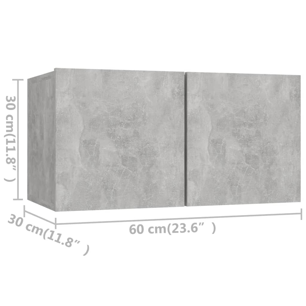 3079108 vidaXL 4 Piece TV Cabinet Set Concrete Grey Engineered Wood (804521+803335)