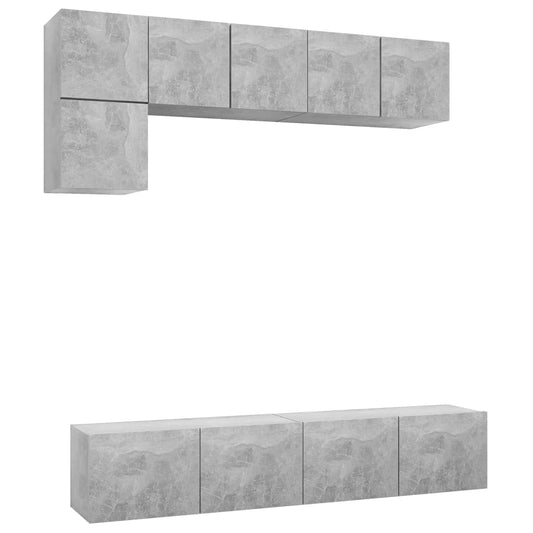 5 Piece TV Cabinet Set Concrete Grey Engineered Wood 5 Piece TV Cabinet Set Concrete Grey Engineered Wood