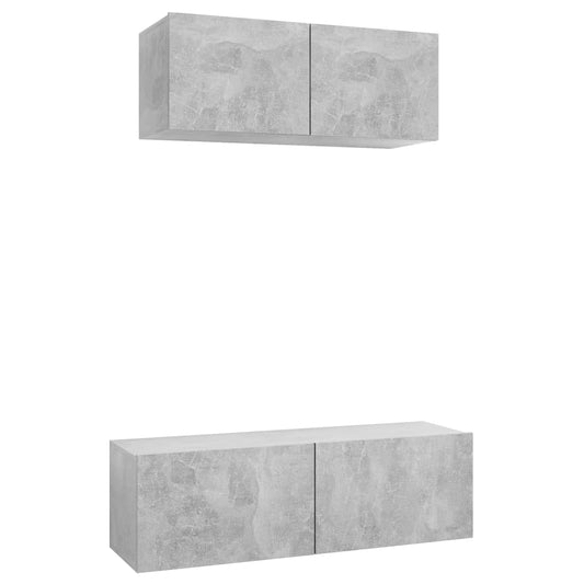 2 Piece TV Cabinet Set Concrete Grey Engineered Wood 2 Piece TV Cabinet Set Concrete Grey Engineered Wood