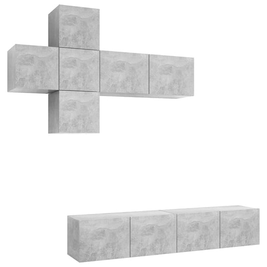 7 Piece TV Cabinet Set Concrete Grey Engineered Wood 7 Piece TV Cabinet Set Concrete Grey Engineered Wood
