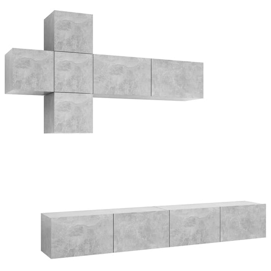 7 Piece TV Cabinet Set Concrete Grey Engineered Wood 7 Piece TV Cabinet Set Concrete Grey Engineered Wood