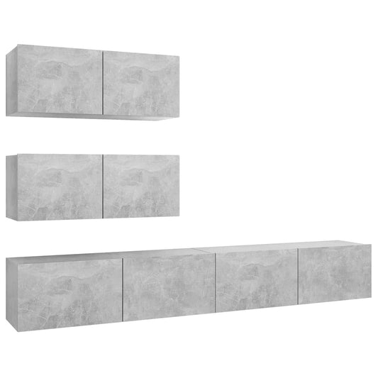 4 Piece TV Cabinet Set Concrete Grey Engineered Wood 4 Piece TV Cabinet Set Concrete Grey Engineered Wood