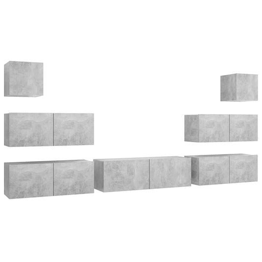 7 Piece TV Cabinet Set Concrete Grey Engineered Wood 7 Piece TV Cabinet Set Concrete Grey Engineered Wood