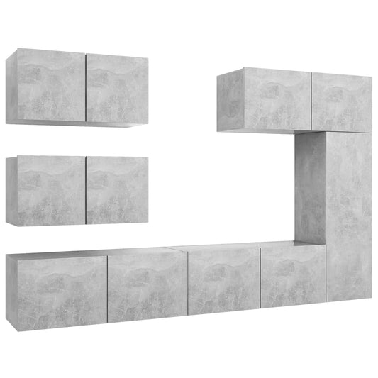 6 Piece TV Cabinet Set Concrete Grey Engineered Wood 6 Piece TV Cabinet Set Concrete Grey Engineered Wood