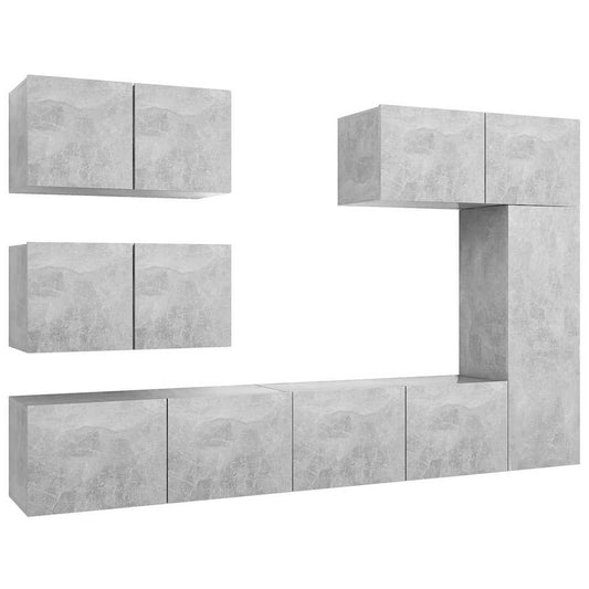 6 Piece TV Cabinet Set Concrete Grey Engineered Wood 6 Piece TV Cabinet Set Concrete Grey Engineered Wood