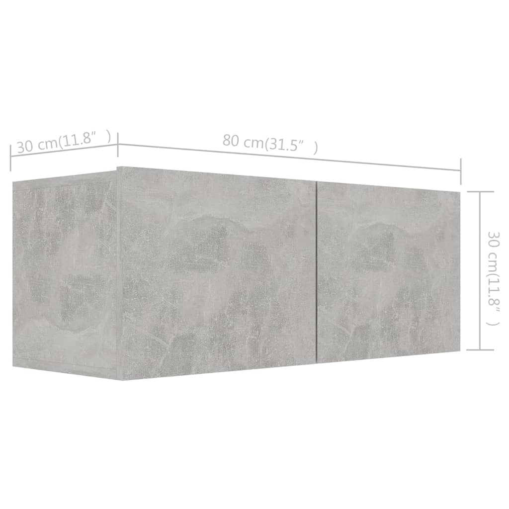 3079135 vidaXL 6 Piece TV Cabinet Set Concrete Grey Engineered Wood (801476x3+803352+804521)