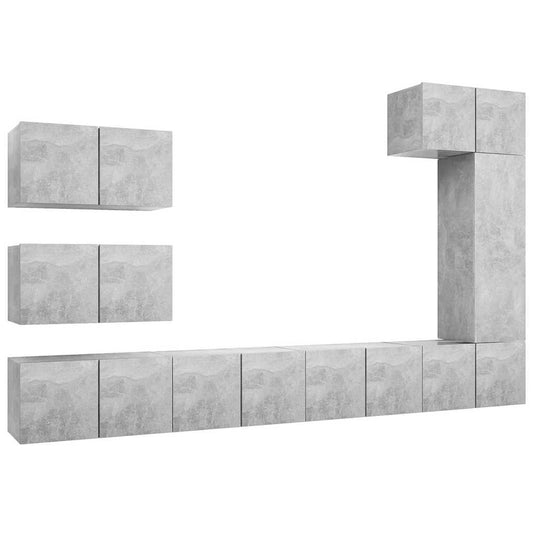 8 Piece TV Cabinet Set Concrete Grey Engineered Wood 8 Piece TV Cabinet Set Concrete Grey Engineered Wood
