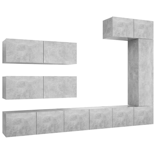7 Piece TV Cabinet Set Concrete Grey Engineered Wood 7 Piece TV Cabinet Set Concrete Grey Engineered Wood