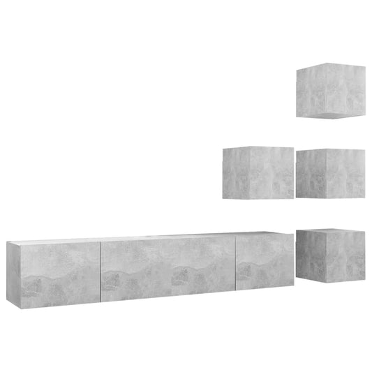 6 Piece TV Cabinet Set Concrete Grey Engineered Wood 6 Piece TV Cabinet Set Concrete Grey Engineered Wood