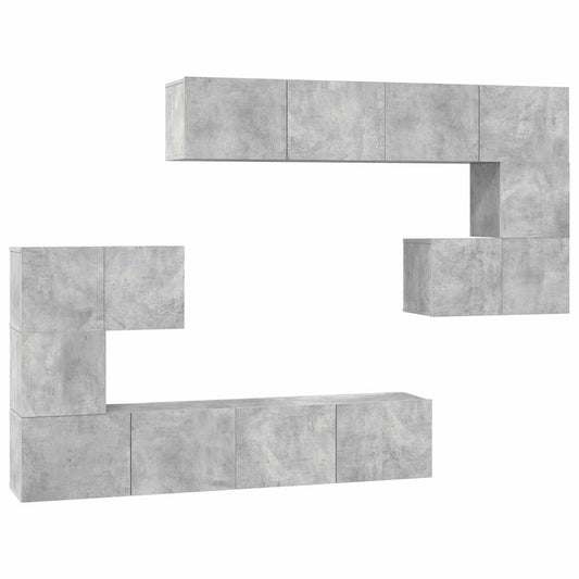 8 Piece TV Cabinet Set Concrete Grey Engineered Wood 8 Piece TV Cabinet Set Concrete Grey Engineered Wood