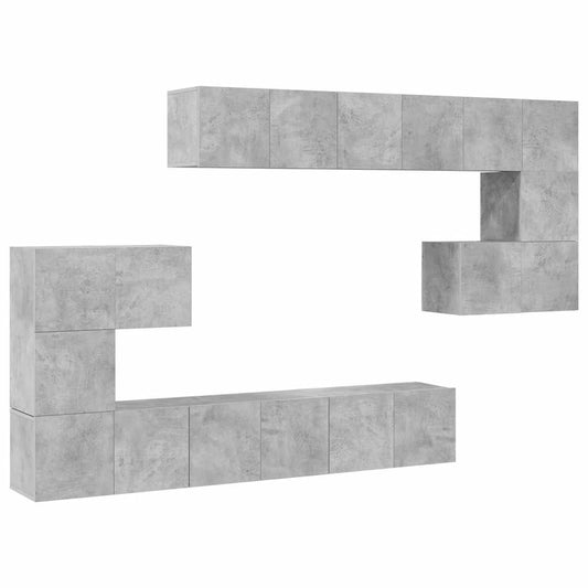 10 Piece TV Cabinet Set Concrete Grey Engineered Wood 10 Piece TV Cabinet Set Concrete Grey Engineered Wood