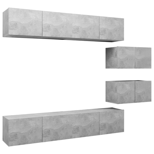 6 Piece TV Cabinet Set Concrete Grey Engineered Wood 6 Piece TV Cabinet Set Concrete Grey Engineered Wood
