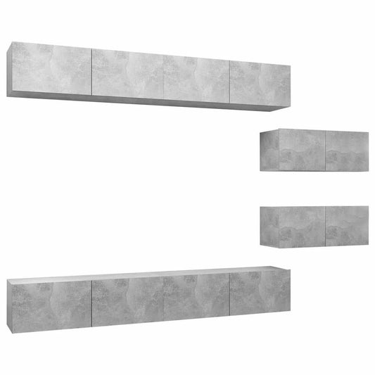 6 Piece TV Cabinet Set Concrete Grey Engineered Wood 6 Piece TV Cabinet Set Concrete Grey Engineered Wood