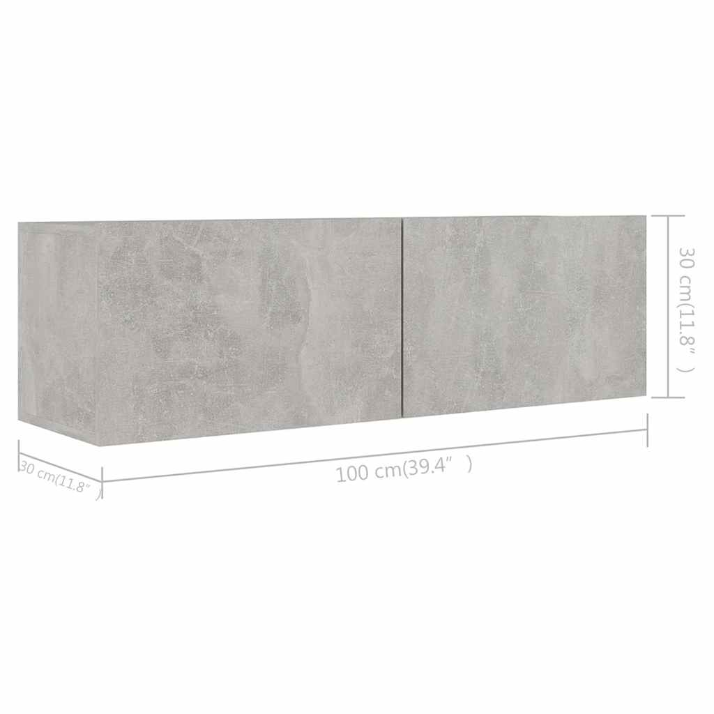 3079148 vidaXL 6 Piece TV Cabinet Set Concrete Grey Engineered Wood (801485x4+801476x2)