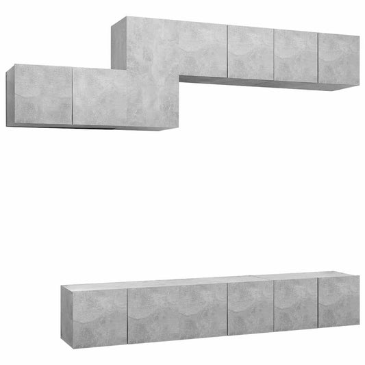 7 Piece TV Cabinet Set Concrete Grey Engineered Wood 7 Piece TV Cabinet Set Concrete Grey Engineered Wood