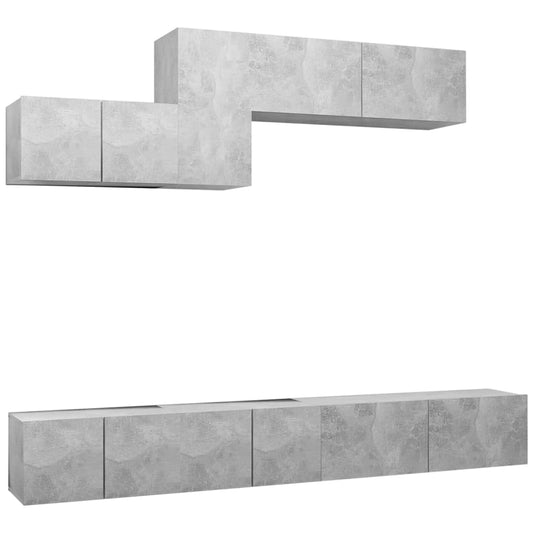 6 Piece TV Cabinet Set Concrete Grey Engineered Wood 6 Piece TV Cabinet Set Concrete Grey Engineered Wood