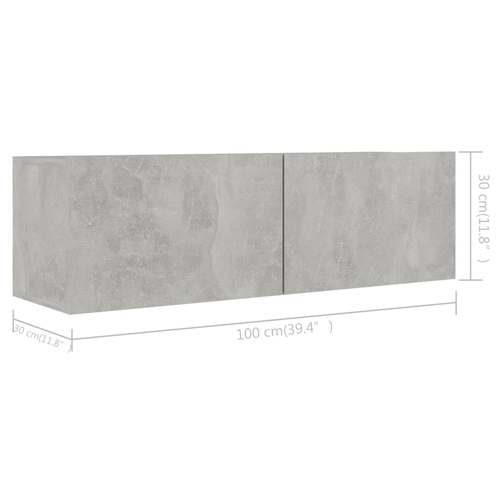 3079150 vidaXL 6 Piece TV Cabinet Set Concrete Grey Engineered Wood (804522+803334+801485x2)