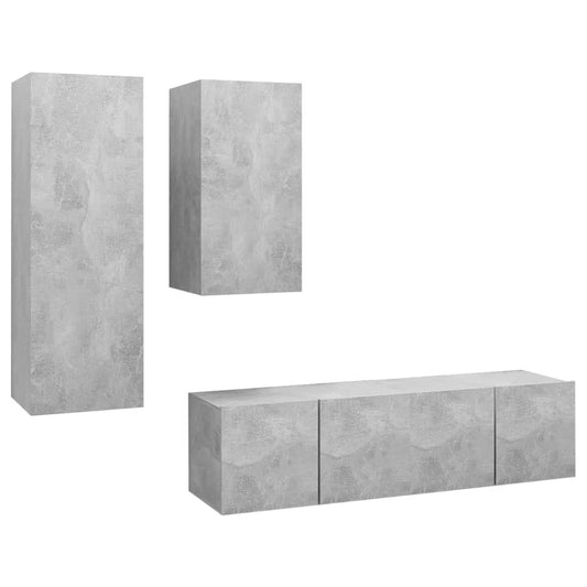 3079151 vidaXL 4 Piece TV Cabinet Set Concrete Grey Engineered Wood (803352+803334+804521) 3079151 vidaXL 4 Piece TV Cabinet Set Concrete Grey Engineered Wood (803352+803334+804521)