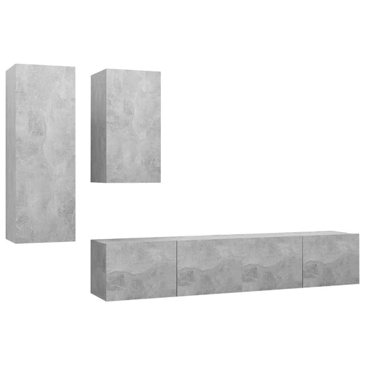 3079152 vidaXL 4 Piece TV Cabinet Set Concrete Grey Engineered Wood (803352+803334+801476x2) 3079152 vidaXL 4 Piece TV Cabinet Set Concrete Grey Engineered Wood (803352+803334+801476x2)