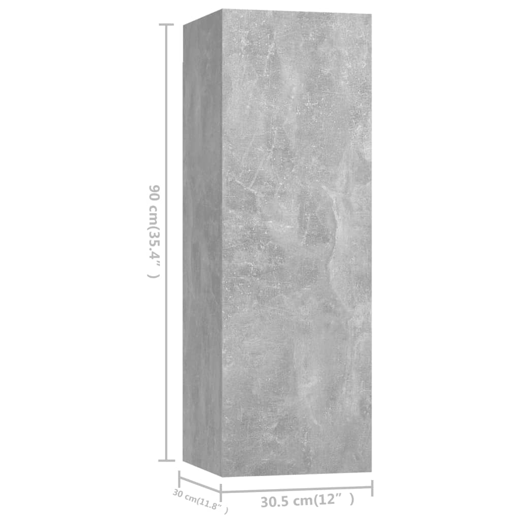 3079152 vidaXL 4 Piece TV Cabinet Set Concrete Grey Engineered Wood (803352+803334+801476x2)