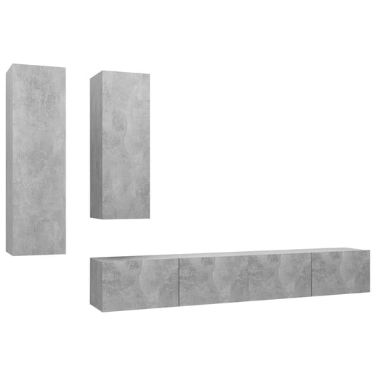3079153 vidaXL 4 Piece TV Cabinet Set Concrete Grey Engineered Wood (803370+803352+801485x2) 3079153 vidaXL 4 Piece TV Cabinet Set Concrete Grey Engineered Wood (803370+803352+801485x2)