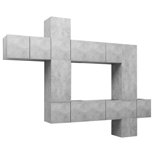 10 Piece TV Cabinet Set Concrete Grey Engineered Wood 10 Piece TV Cabinet Set Concrete Grey Engineered Wood