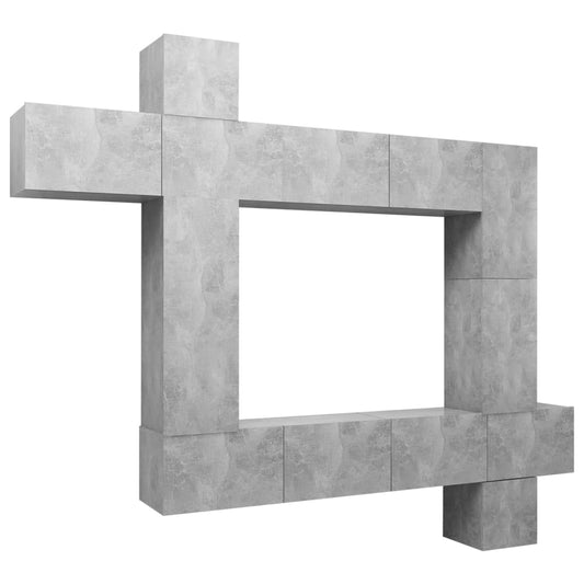 9 Piece TV Cabinet Set Concrete Grey Engineered Wood 9 Piece TV Cabinet Set Concrete Grey Engineered Wood