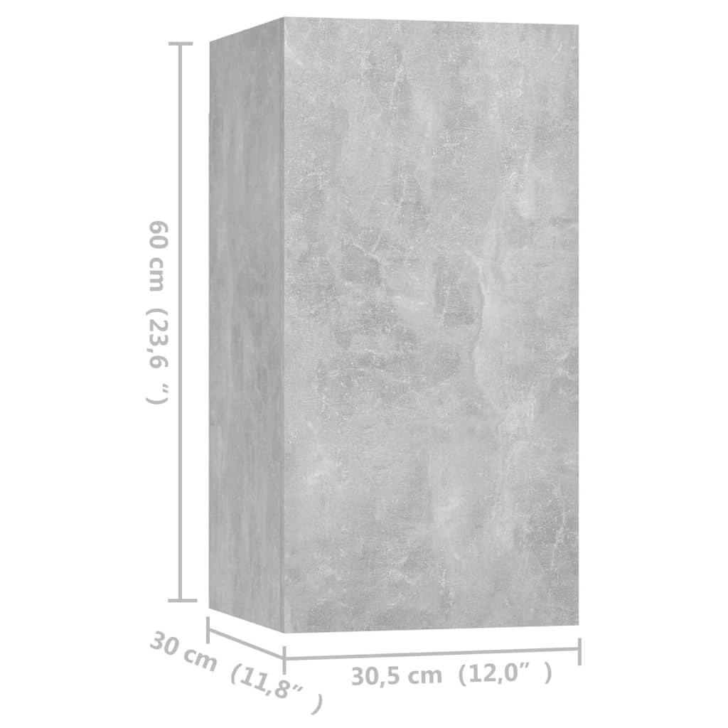 3079160 vidaXL 4 Piece TV Cabinet Set Concrete Grey 30,5x30x60 cm Engineered Wood (2x803335)