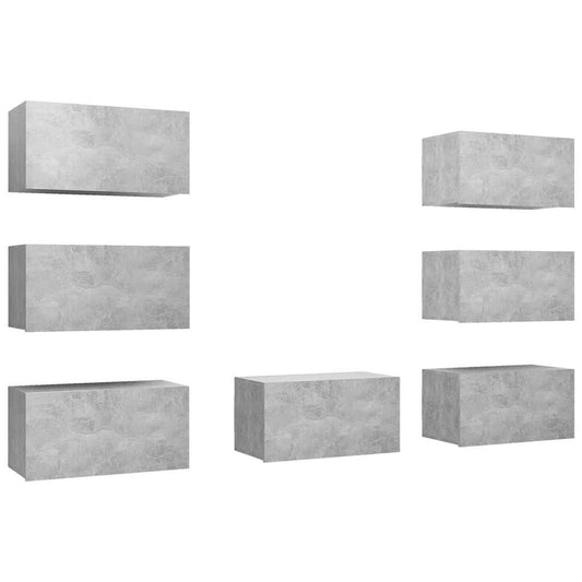 7 Piece TV Cabinet Set Concrete Grey 30,5x30x60 cm Engineered Wood 7 Piece TV Cabinet Set Concrete Grey 30,5x30x60 cm Engineered Wood