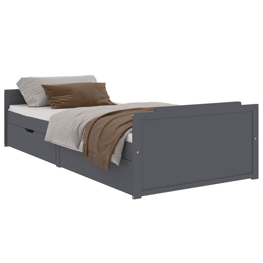 Bed Frame without Mattress Dark Grey Solid Wood Pine 90x200 cm Bed Frame without Mattress Dark Grey Solid Wood Pine 90x200 cm