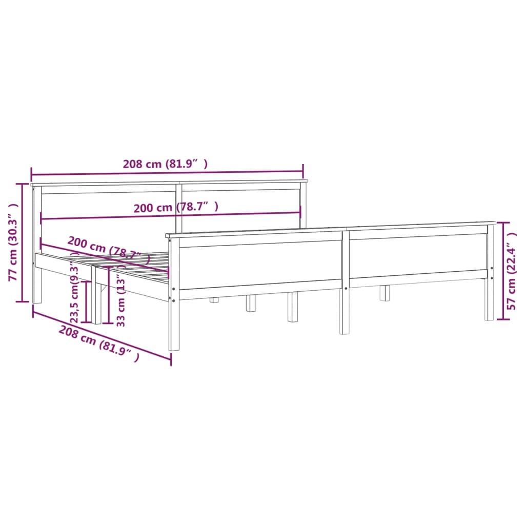 Bed Frame | Honey Brown | Solid Pine Wood, Plywood | Double | Durable