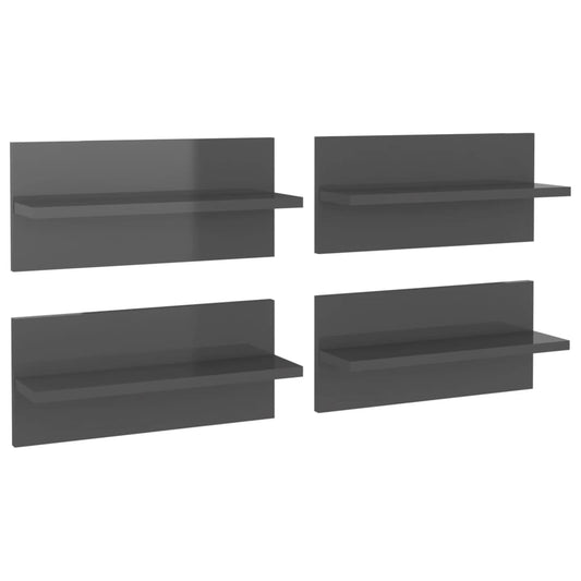 Wall Shelves 4 pcs High Gloss Grey 40x11.5x18 cm Wall Shelves 4 pcs High Gloss Grey 40x11.5x18 cm