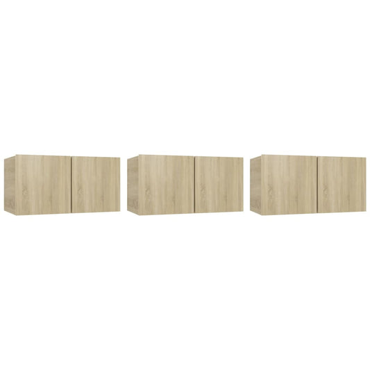 Hanging TV Cabinets 3 pcs Sonoma Oak 60x30x30 cm Hanging TV Cabinets 3 pcs Sonoma Oak 60x30x30 cm