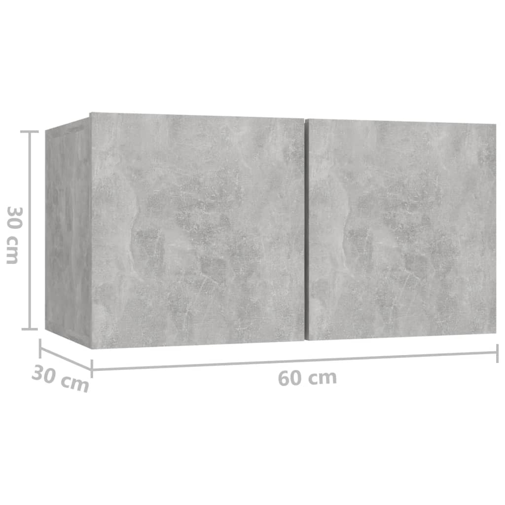 804521 vidaXL 2 Piece Hanging TV Cabinet Set Concrete Grey 60x30x30 cm