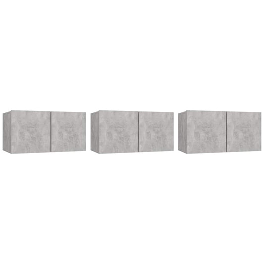 Hanging TV Cabinets 3 pcs Concrete Grey 60x30x30 cm Hanging TV Cabinets 3 pcs Concrete Grey 60x30x30 cm