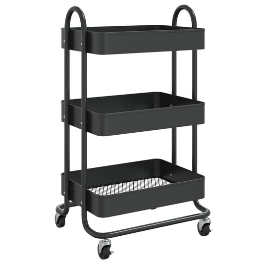 3-Tier Trolley Black 43x34x79 cm Steel 3-Tier Trolley Black 43x34x79 cm Steel