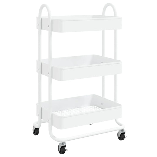 3-Tier Trolley White 43x34x79 cm Steel 3-Tier Trolley White 43x34x79 cm Steel