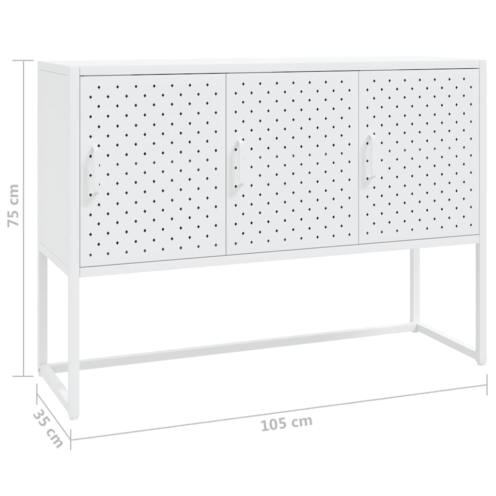335869 vidaXL Sideboard White 105x35x75 cm Steel