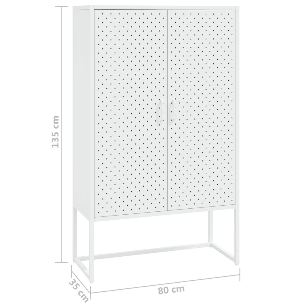 Highboard White 80x35x135 cm Steel